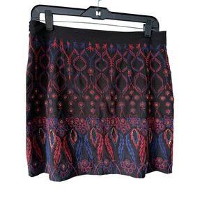 Forever 21 Contemporary Embroidered‎ Beaded Mini Skirt Womens M Black Red Blue